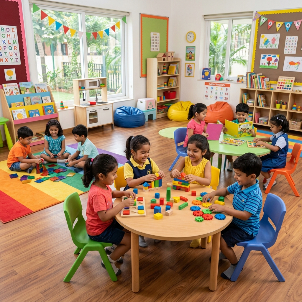 Indian kids colorful classroom